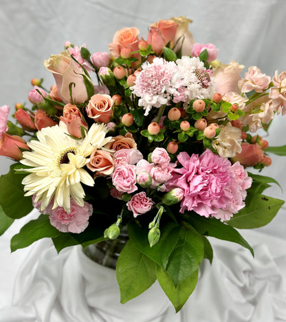 Florist Designed Pastel Mix Bouquet In Vase