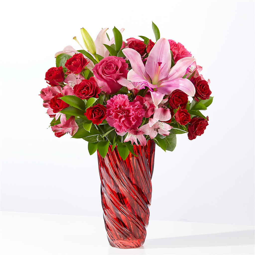 In Love Bouquet with Luxe Swirl Vase – Emil Yedowitz Florist Llc, Yonkers NY