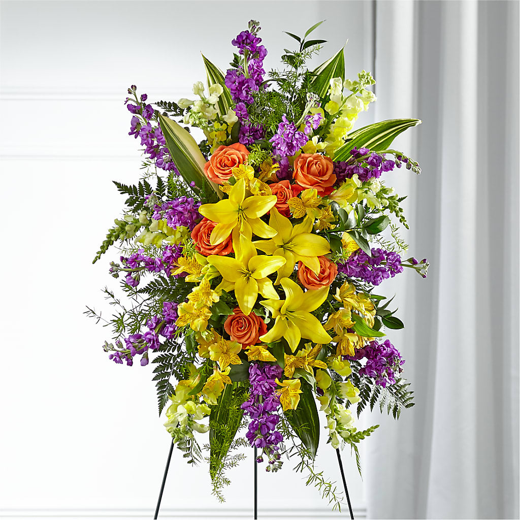 Thoughtful Prayers Standing Spray – Emil Yedowitz Florist Llc, Yonkers NY
