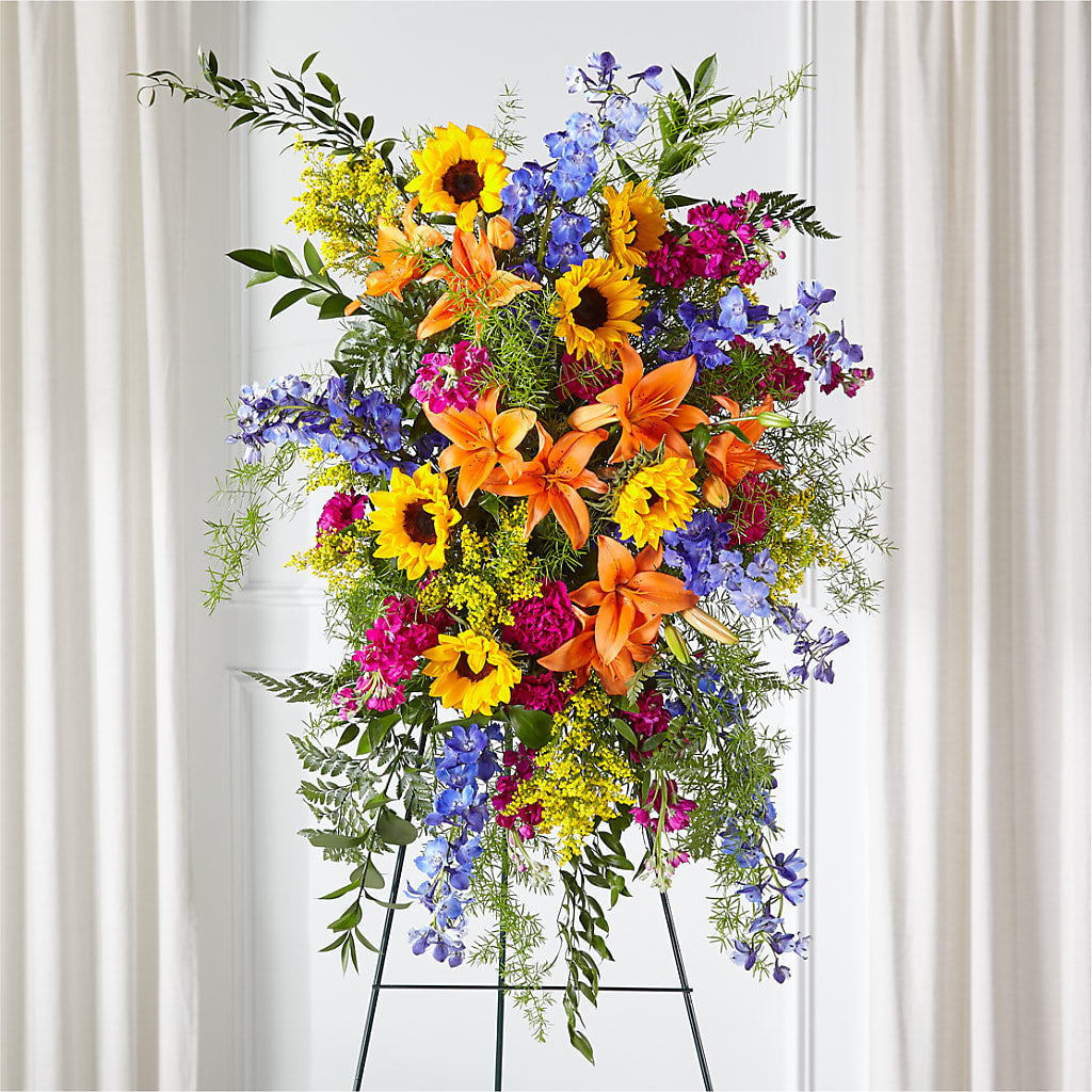 Sunlit Memories Standing Spray (Standard) – Emil Yedowitz Florist Llc, Yonkers NY