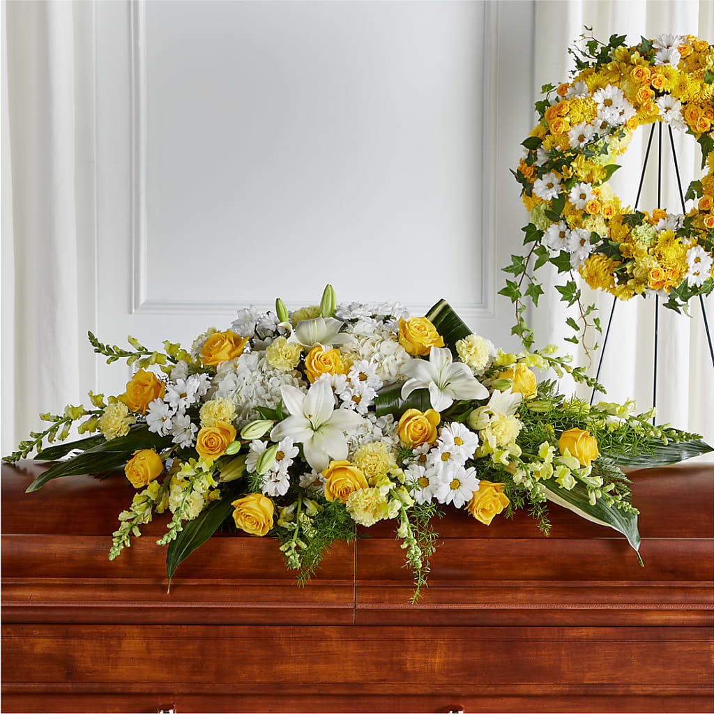 Golden Harmony Casket Spray – Emil Yedowitz Florist Llc, Yonkers NY