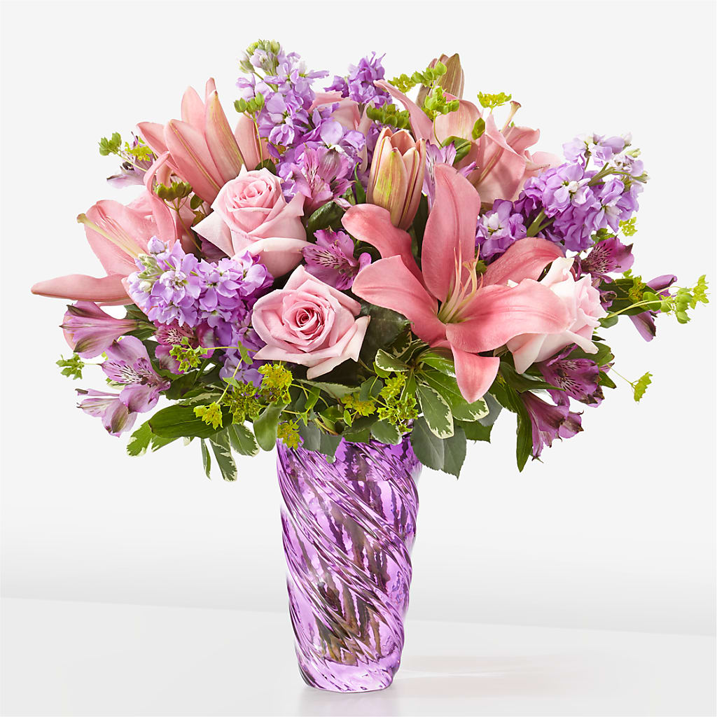 Precious Petals Bouquet with Luxe Swirl Vase – Emil Yedowitz Florist Llc, Yonkers NY
