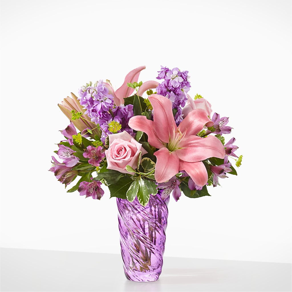 Precious Petals Bouquet with Luxe Swirl Vase – Emil Yedowitz Florist Llc, Yonkers NY
