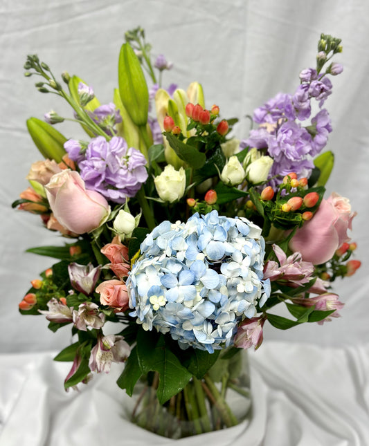 Florist Designed Pastel Mix Bouquet In Vase