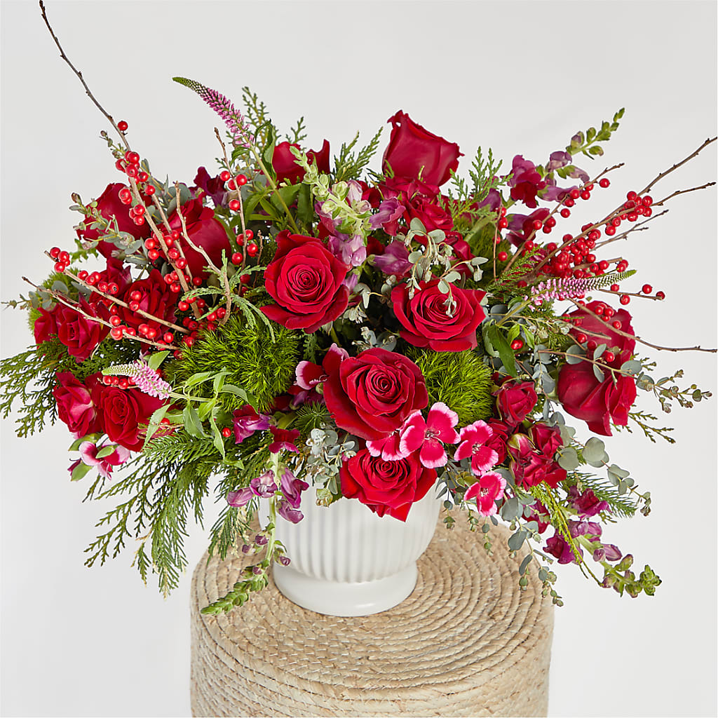 Big Red Bow Bouquet –  Emil Yedowitz Florist Llc, Yonkers NY