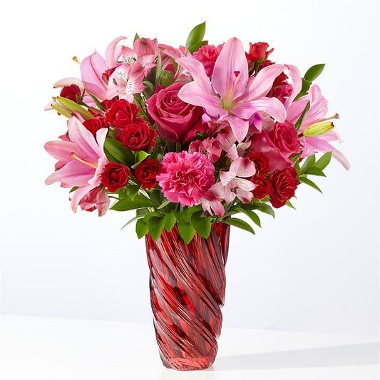 Berry in Love Bouquet with Red Vase