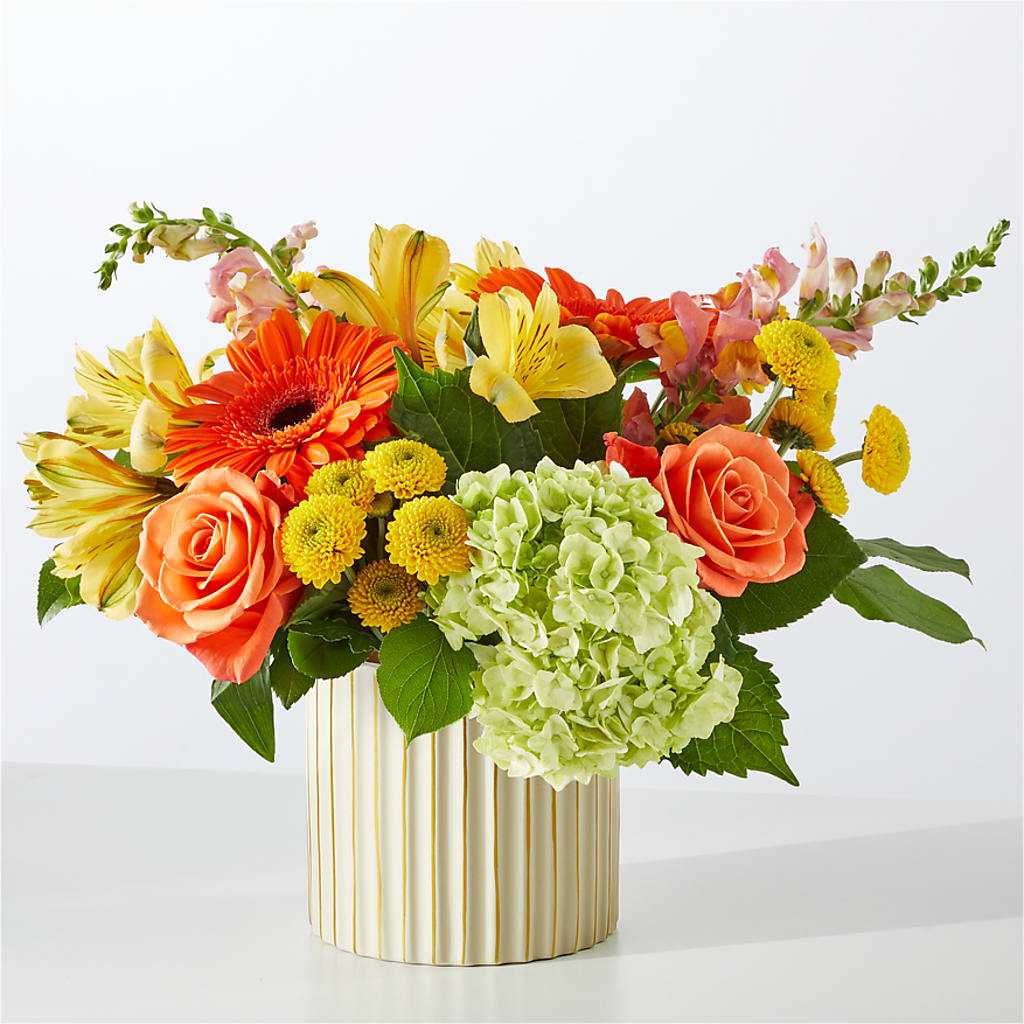 Autumn Sunshine Bouquet with Ivory Vase –  Emil Yedowitz Florist Llc, Yonkers NY