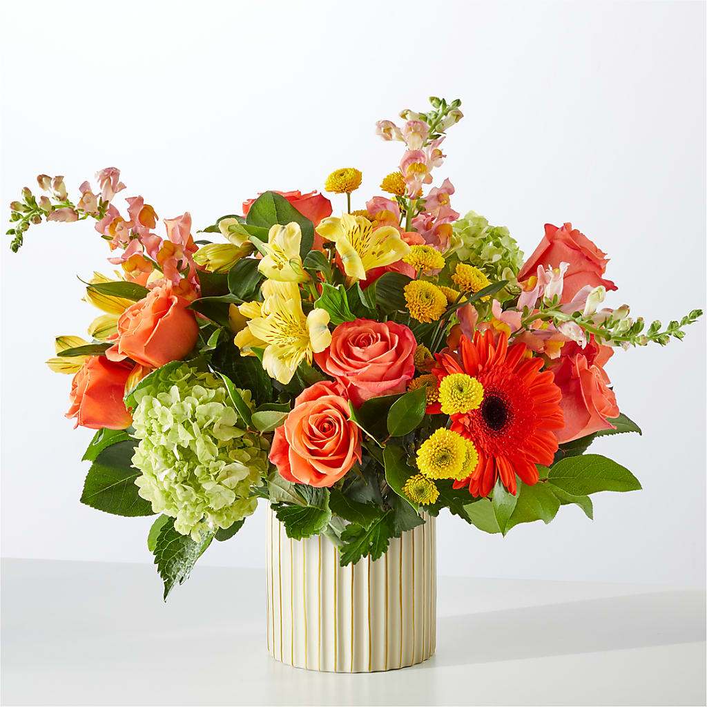 Autumn Sunshine Bouquet with Ivory Vase –  Emil Yedowitz Florist Llc, Yonkers NY