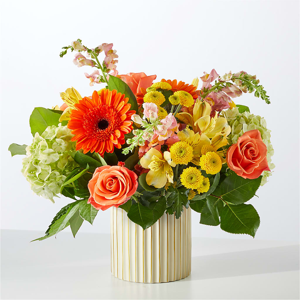 Autumn Sunshine Bouquet with Ivory Vase –  Emil Yedowitz Florist Llc, Yonkers NY