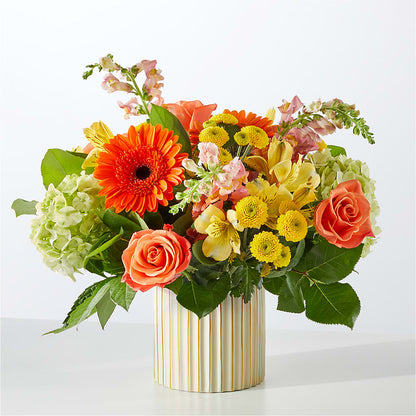 Autumn Sunshine Bouquet with Ivory Vase –  Emil Yedowitz Florist Llc, Yonkers NY